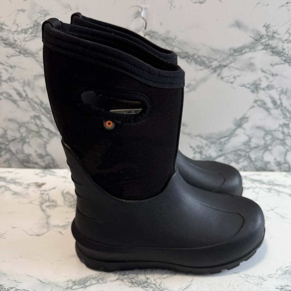 Bogs Youth 3 Grasp Rain Boot Waterproof Black Rubber Pull On Handle Snow Mud